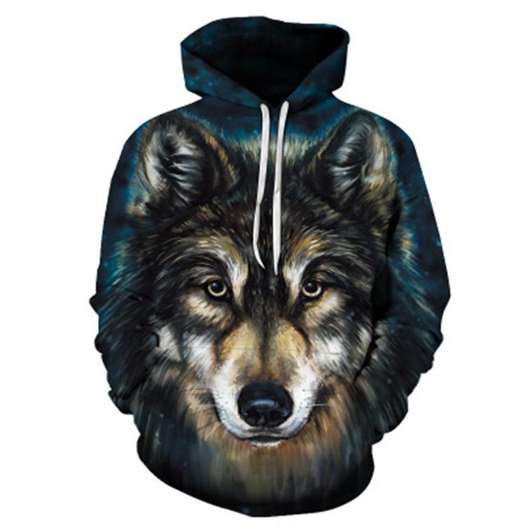 3D Sweater Digital Printing Personalized Wolf Head Pullover Hoodie Casual Sweater