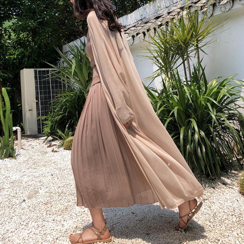 

GMXIA Солнцезащитная рубашка Летняя шелковая куртка-кардиган большого размера для женщин, трикотажная тонкая часть длинной части снаружи рубашки с кондиционером One size