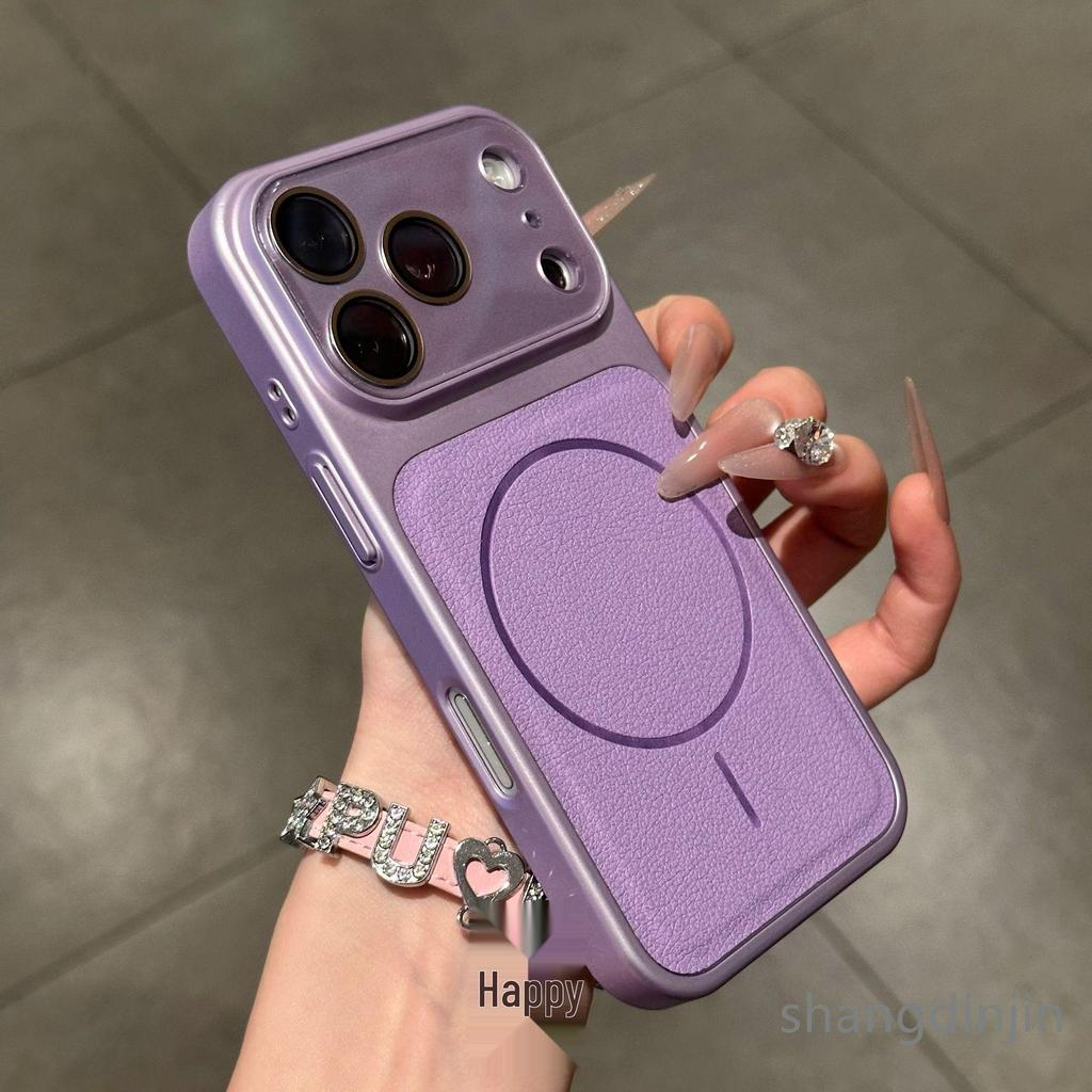 Large Lychee Texture Magnetic Phone Case for iPhone 17, Compatible with 13, 14, 15, 16 Pro Max - Full Coverage.