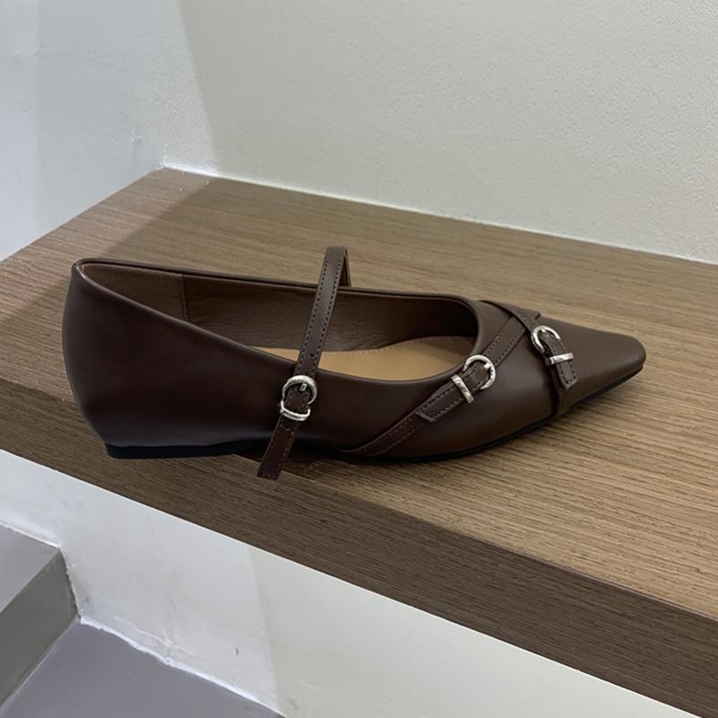 

Мода Bailamos Женские Модные Балетки с Круглым Носком Слипоны Элегантные Туфли Мэри Джейн Мягкий Плоский Каблук Уличные Платье Балетки 39 коричневый