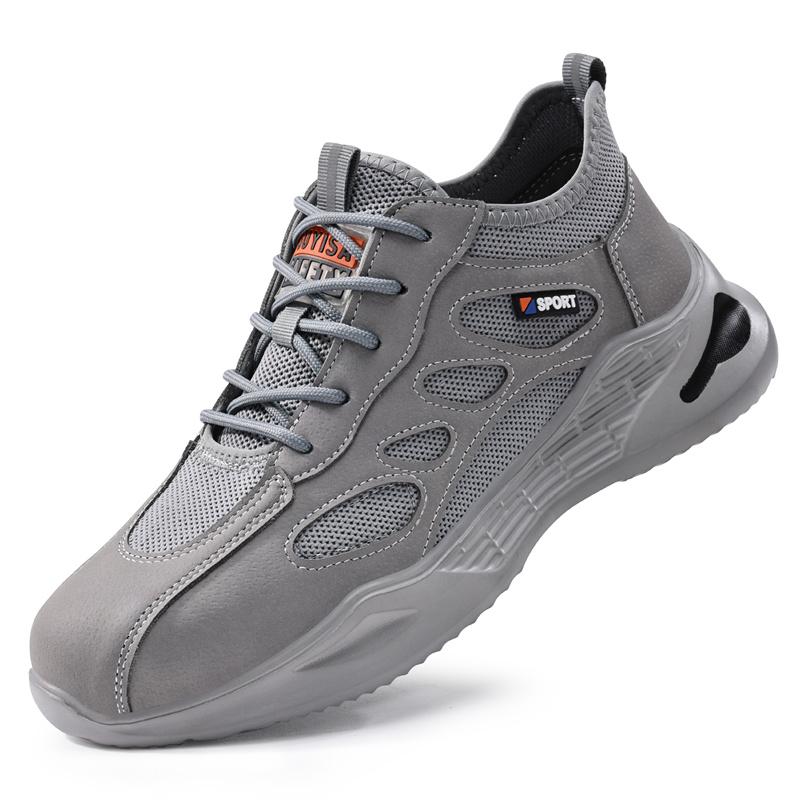 Дышащая защитная обувь, мужские рабочие ботинки, устойчивая к проколам неразрушимая защитная обувь со стальным носком, легкие удобные кроссовки 37 серый