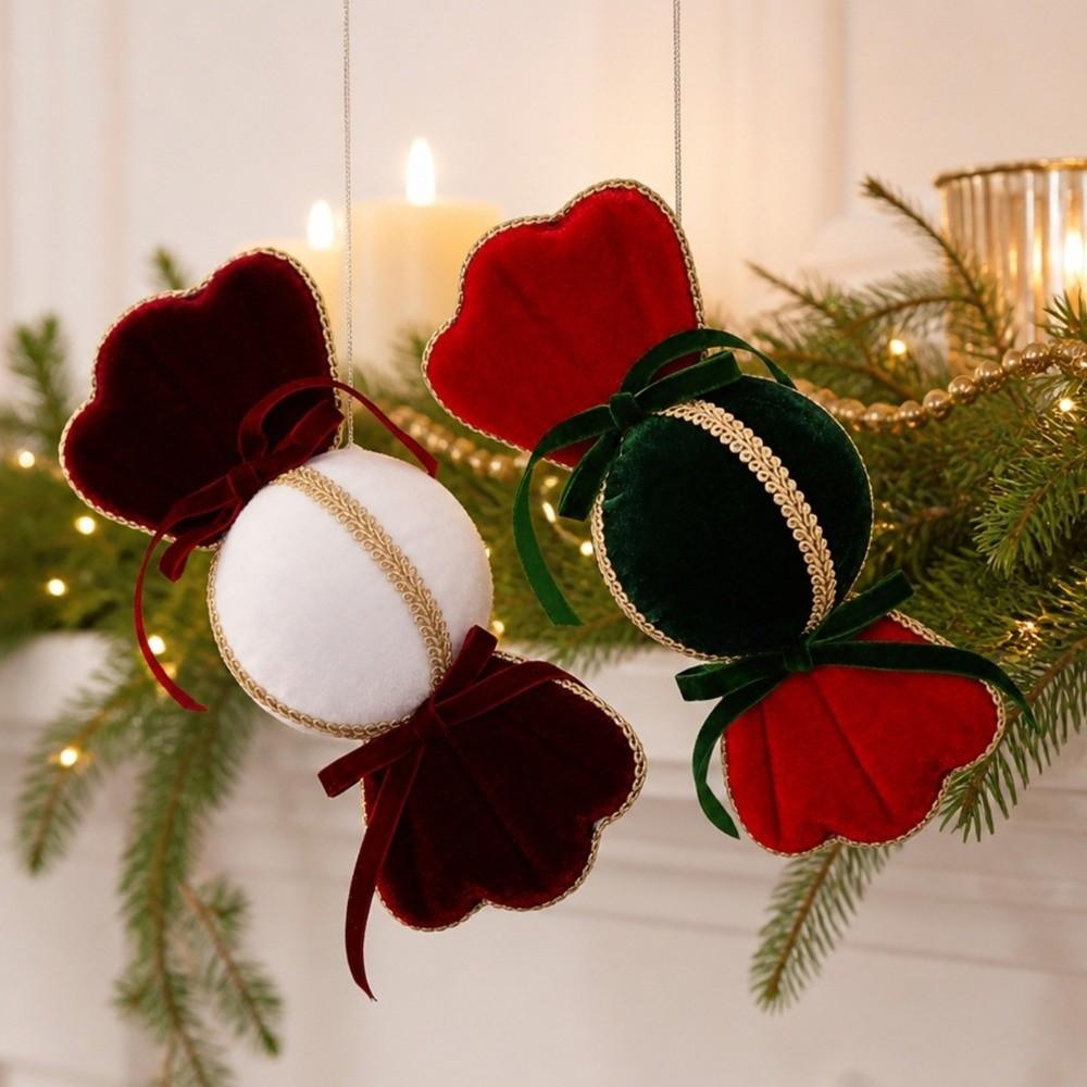 Soft Fabric Christmas Ball Decorations Decorative Xmas Candy Ornament Home Decor