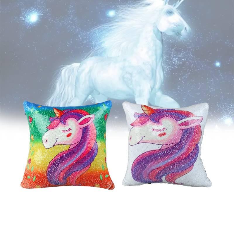 Pillow Unicorn Sequin Cases Cute Cartoon Sofa Cushions Car Decorations Party