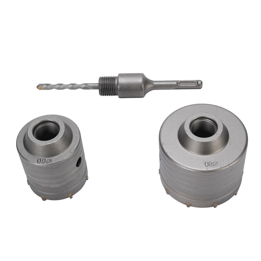 2PCS Hole Saws 1PC Connecting Rod Aluminum Case 60mm 80mm Electric Hammer Drill Opener for Concrete