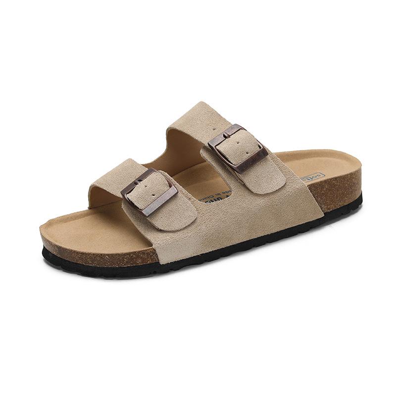 Women's Retro Genuine Leather Birkenstock Shoes, Inner Height-Increasing, Single Strap Beach Slippers, Sizes 35-46 Available