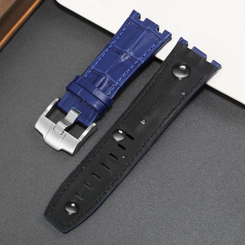 Genuine Leather watch Strap For AP  15703 Royal Oak Offshore Series 28mm Black Brown Blue Watchbands accessories men