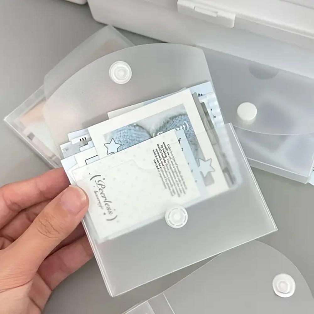 1 יחידה קופסת אחסון שולחנית מחוספסת לאחסון כרטיסים ומדבקות שקופה עמידה בפני אבק מארגן משרדי פונקציונלי אחסון כרטיסים