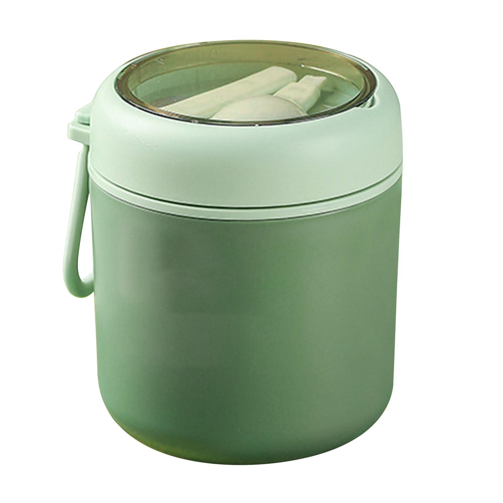 

Термос из нержавеющей стали, портативные герметичные контейнеры для закусок со складной ложкой для использования на открытом воздухе, легкая бутылка для хранения зелёный