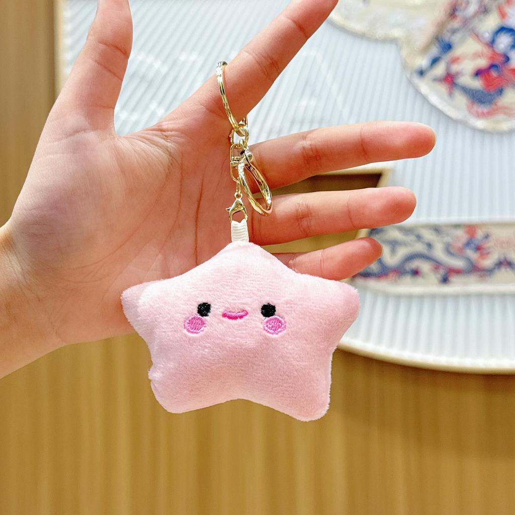 Five-Pointed Star Plush Bag Charm & Keychain - Cute, Girlish Heart Accessory for Backpacks