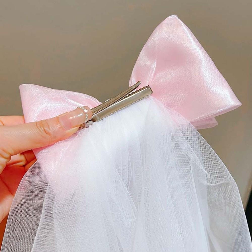 Mesh Veil Hair Clip Bow Super Fairy Veil Fashion Girls Head Gauze  Birthday Headdress