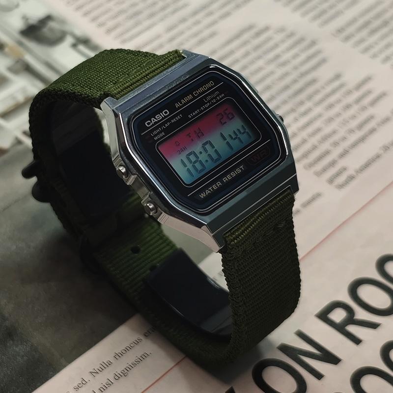 CASIO Customized watch modified series rainbow gradient watch mirror 10 years of power -1 modified-steel small squ A158WA