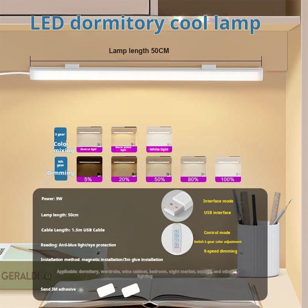 Led Light Tube Reading Lamp Learning 3colors Leds Night With Magnetic Usb Plug 20cm-50cm Strip Dimmable Bar Desk Bedside Cabinet