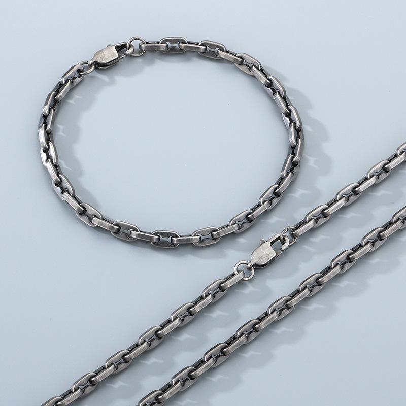 Necklace, Minimalist High-end 18k Interlocking Lip Chain Titanium Steel Men's Bracelet