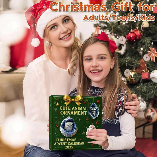 Christmas Countdown Calendar Box 24-Day Advent Calendar Acrylic Forest Animal Hanging Decorations Festive Atmosphere
