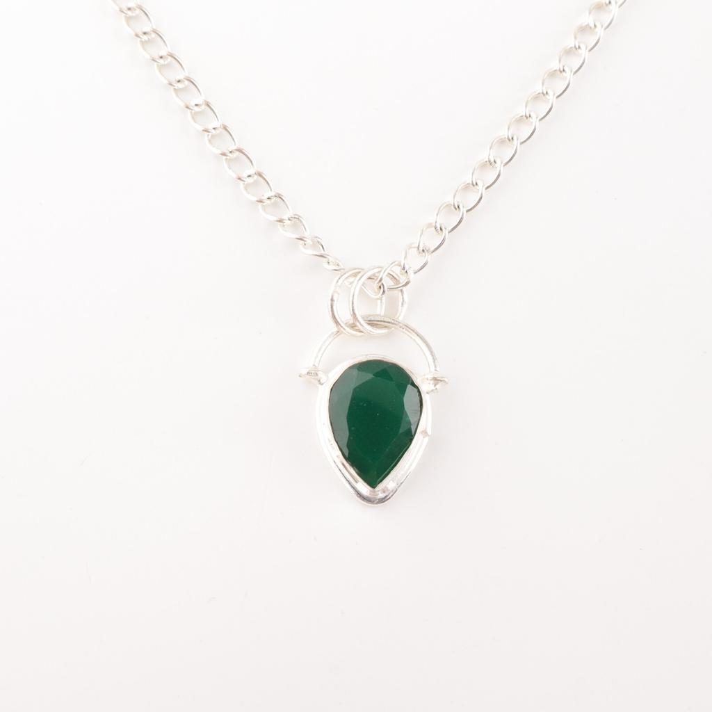 Green Onyx Gemstone 925 Sterling Silver Jewelry Handmade Pendant Bridesmaid Gift PP-56-21