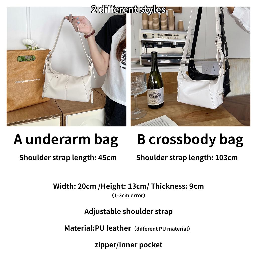 Cool Girls Hobos Small Shoulder Bags Soft PU Leather Women's Designer Underarm Bag Retro Motorcyclist Female Purse Handbags