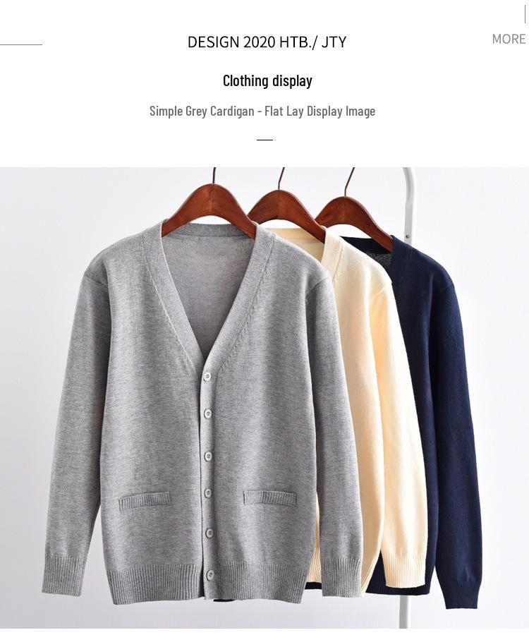 Japanischer Herbst/Winter V-Ausschnitt JK Cardigan: Pullover im Akademiker-Stil mit langen Ärmeln