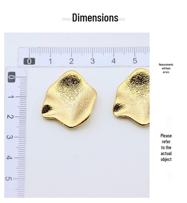 Three-Dimensional Frosted Petal Gold-Plated Stud Earrings - Elegant Niche Design for European and American Style