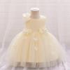Toddler 3D Flower Girls Party Dresses Christmas Costume Red Wedding Ball Gown Tulle Bow 1st Birthday Princess Prom Girl Clothing