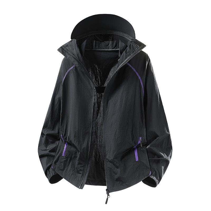 Outdoor ice silk sunscreen clothing men's summer UV protection UPF10 + casual loose sports couple sunscreen clothing set
