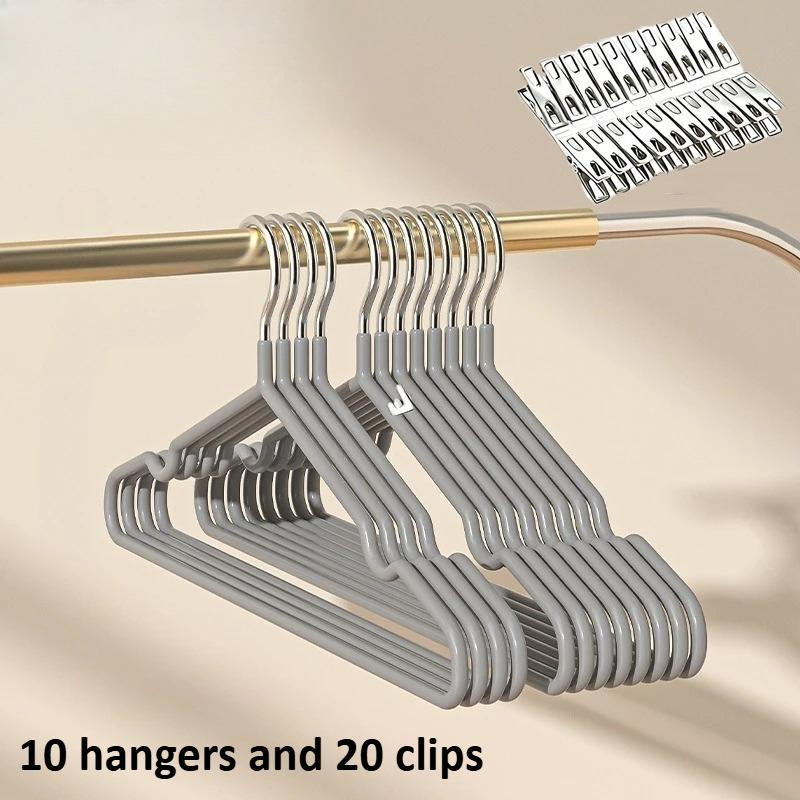 Upgrade Your Closet:10 Hangers and 20 Clips,Heavy Duty,Space Savers for A Tidy Home & Boutique Organization Bedroom Closets