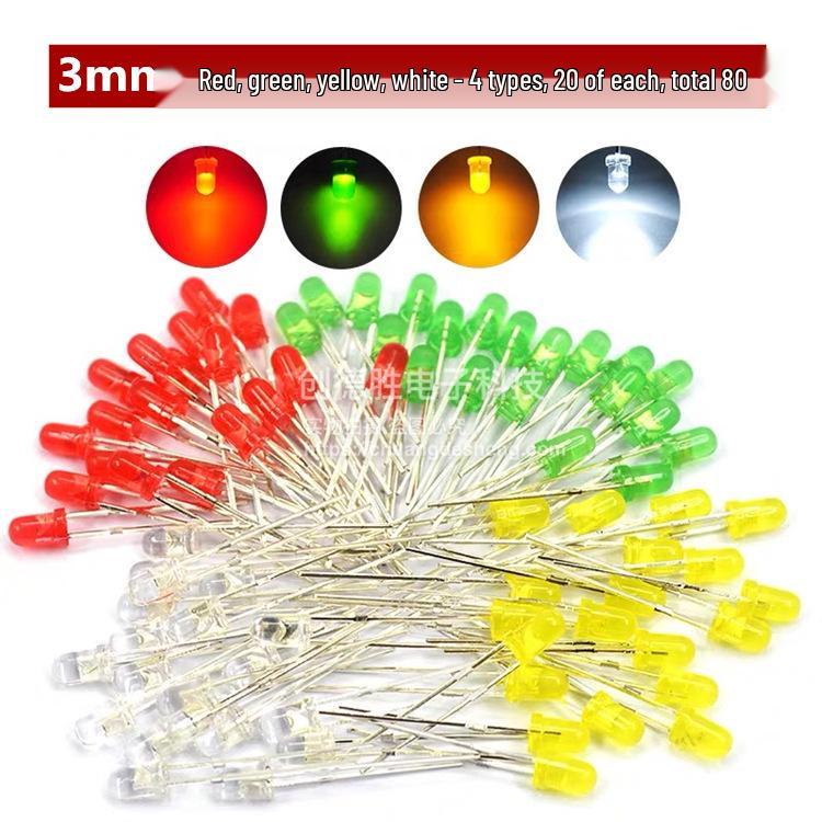3mm & 5mm LED Light Bulb Pack - Red, Green, Yellow, Blue, White Luminous Diode Components