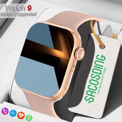 2024 GPS Track Watch 9 NFC AI Voice Smart Watch Feminino Série 8 Tela de 1,75 polegadas Bluetooth Chamada Frequência Cardíaca Pressão Arterial Homens Smartwatch para iOS