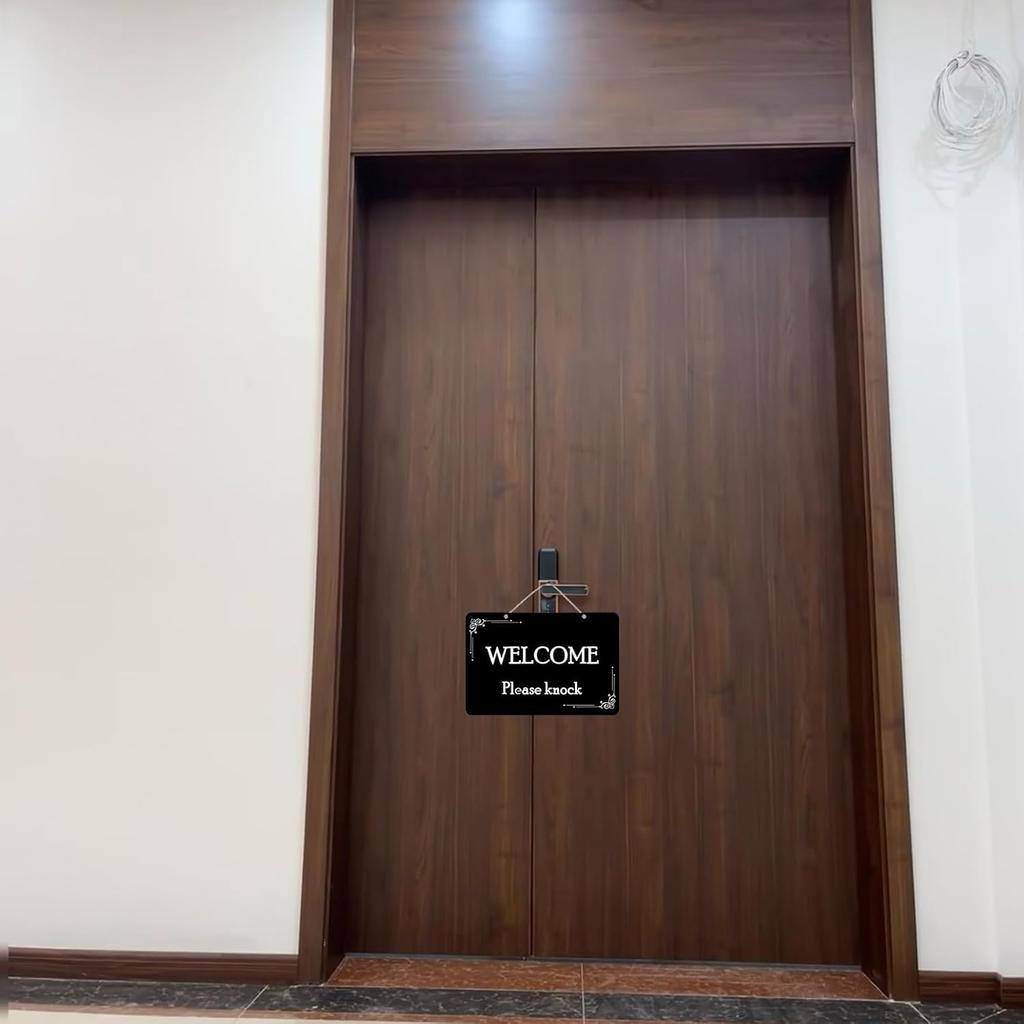 Meeting In Progress Sign,Do Not Disturb In Session Office Door Indicator,Welcome Please Knock Plaque for Business Home Office Meeting, Privacy Home