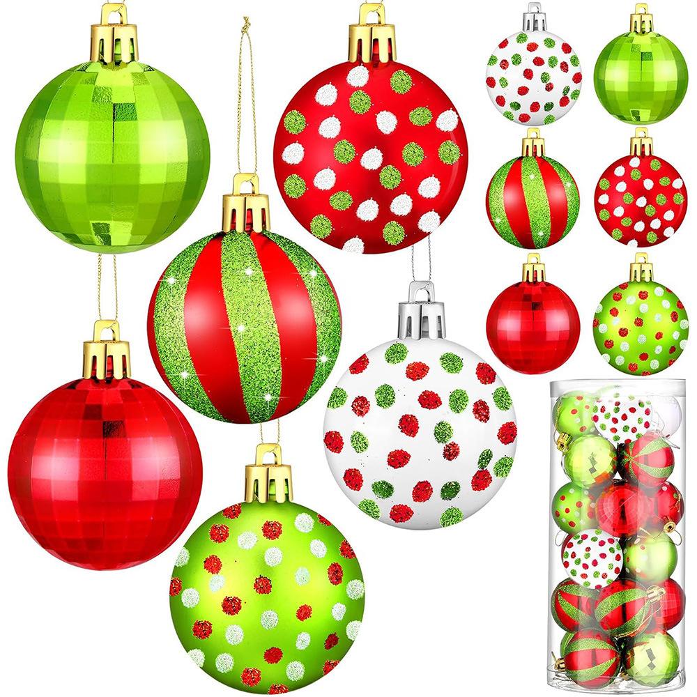 New Hand-painted Grinch Electroplated Plastic 6cm 12pcs/24pcs Christmas Ball Set Christmas Tree Pendant