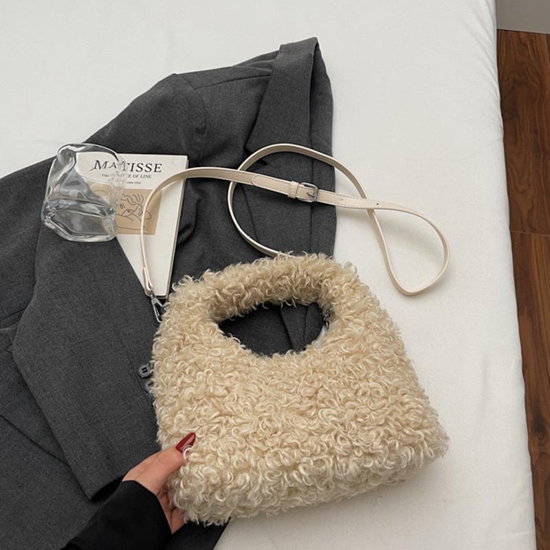 Yogodlns Plush Sweet Shoulder Bags for Women Cute Autumn and Winter New Versatile Fashion Large Capacity Women's Handbags