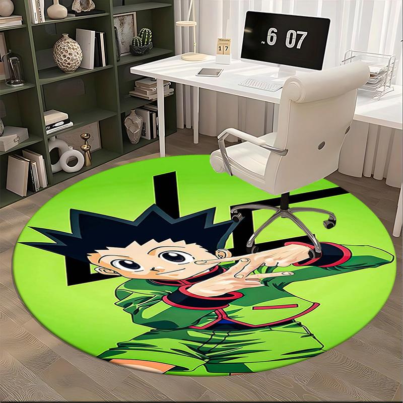 1pc Anime Cartoon Design Round Carpet Office Chair Mat, NonSlip Rug for Home Decor