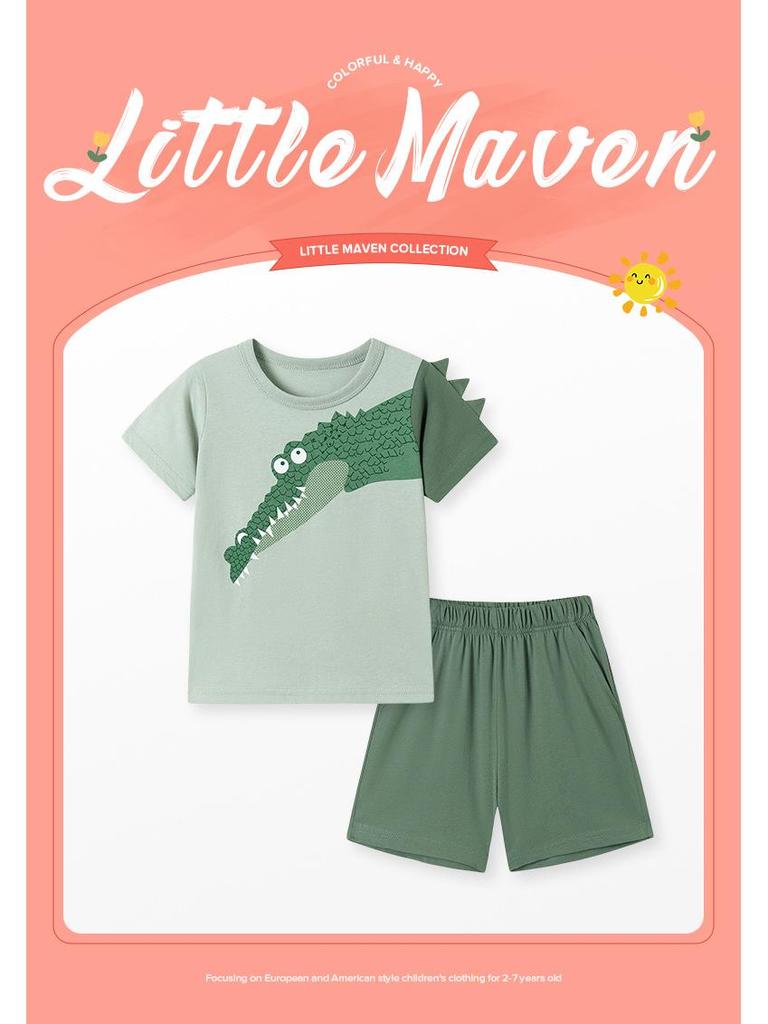 New Arrival Summer Cartoon T-Shirt Set for Boys - European & American Style Children's Clothing