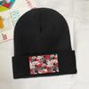 Flowers French Bulldog Knit Hat Beanie Winter Hats Warm Acrylic  Street  Caps Unisex Women