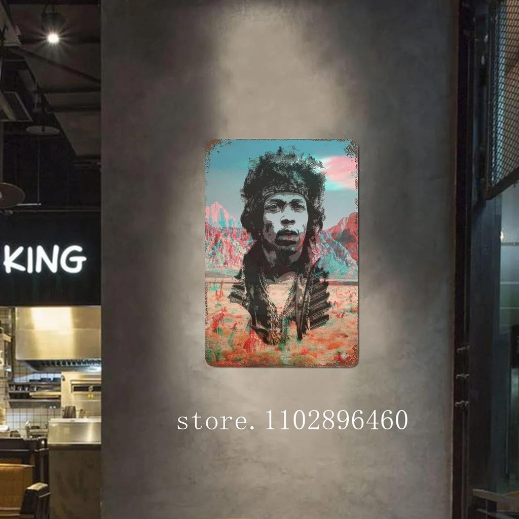 Jimi Hendrix Metal Plaques & Signs Wall Decor Vintage Tin Signs Captain Metal Poster Decor for Bar Pub Club Wall Decoration