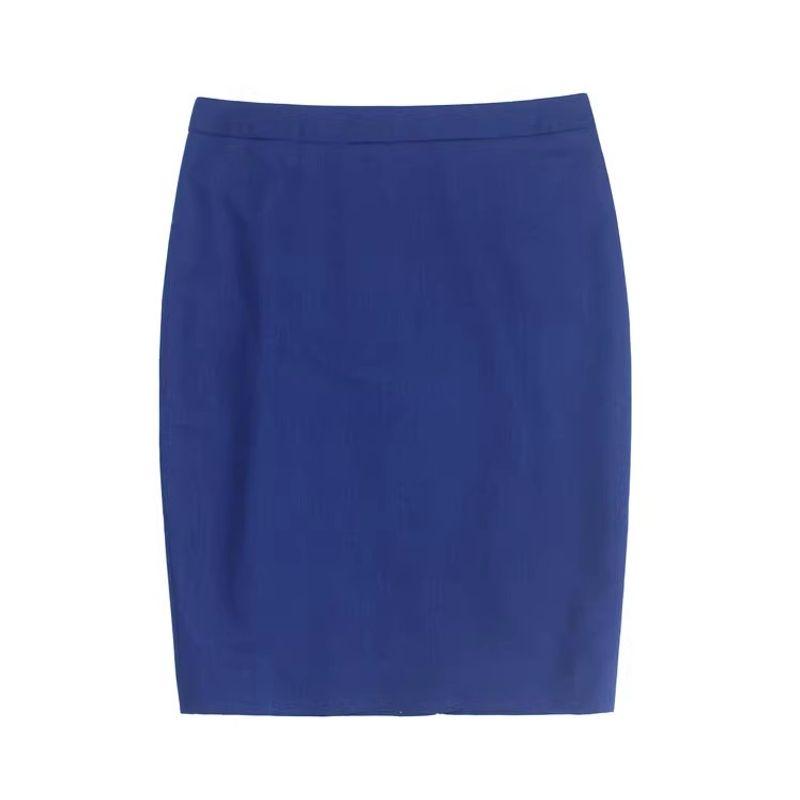 

JC Interview Fine Wool Skirt One Step Sheath Professional Split Skirt European Station Export USA Work Clothing Ol Pencil Skirt Blue US4