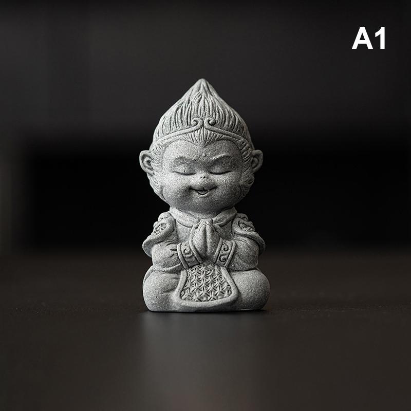 

Сунь Укун Статуэтка сидящей обезьяны Будды из песчаника Фигурка обезьяны Украшение Коллекционный Настольное украшение Чайный питомец Для дома и улицы