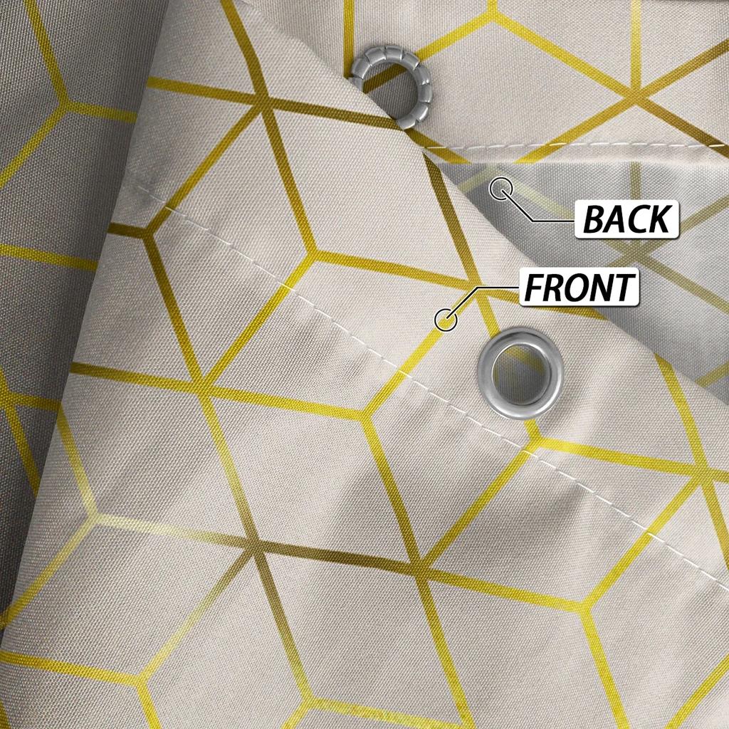 Brown Gradient Plaid Pattern Printed Shower Curtain, Waterproof, Washable, With 12 Hooks, Bathroom Shower, Bathtub, Home Use