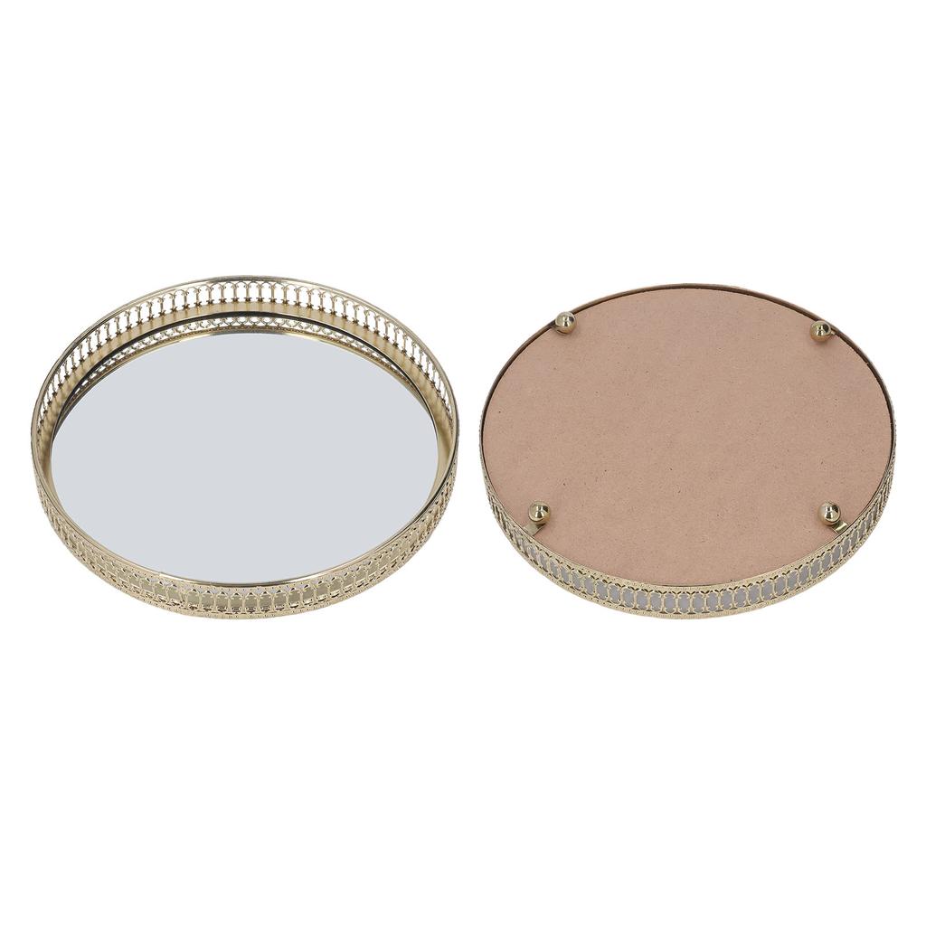 Zrcadlový podnos v americkém stylu, železný kulatý, velký dekorativní geometrický tvar, boční podnos na make-up pro
