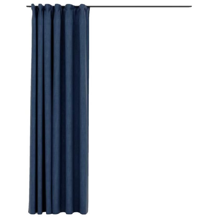 VidaXL Linen Look Blackout Curtain with Hooks Blue 290x245 Cm