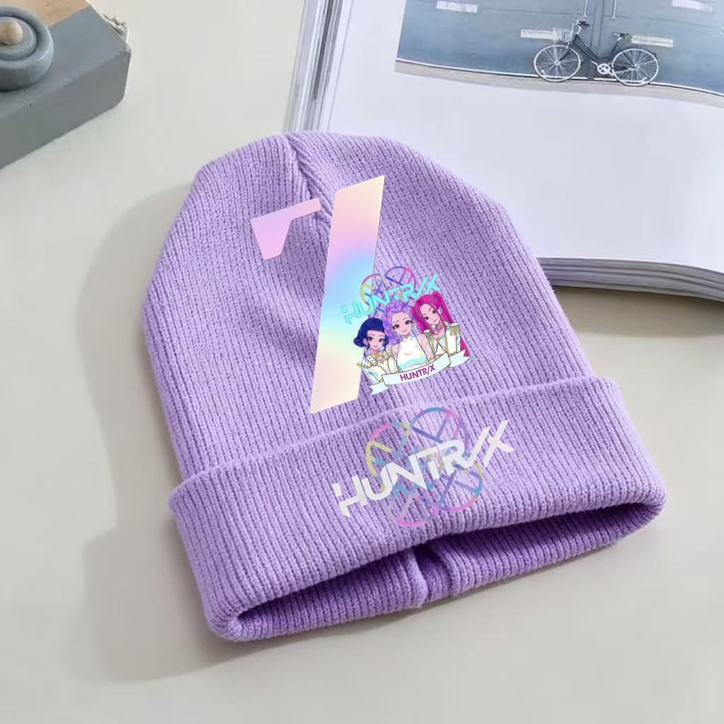 Kpop Dämonenjäger Kinder Strickmütze - A-Z Buchstabe/Anime Cartoon Beanie, Winterwarme Skullies für Kleinkind/Mädchen Geburtstagsgeschenk