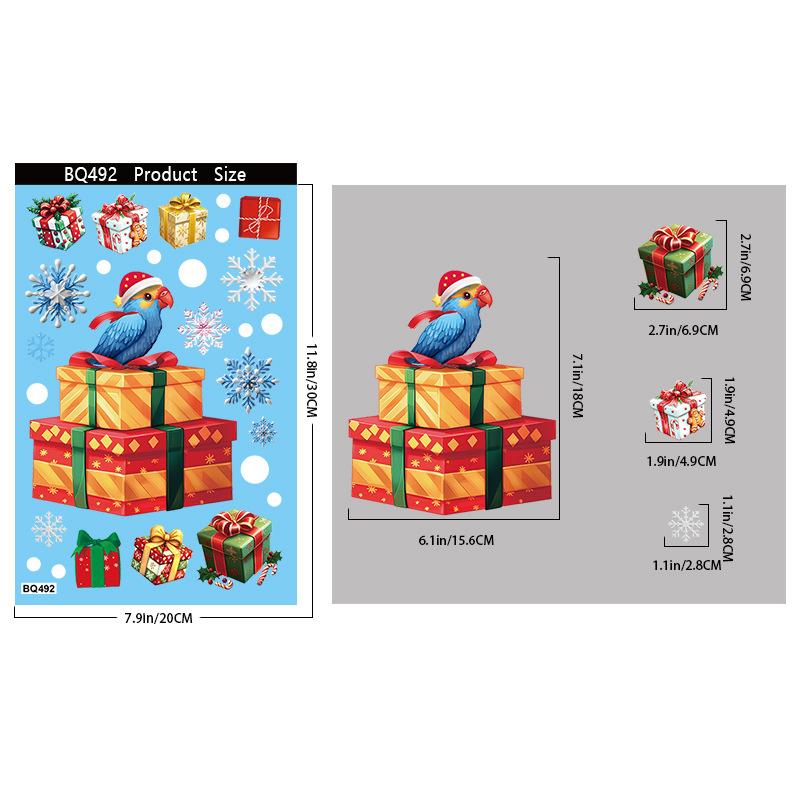 Christmas Glass Stickers Gingerbread Man Snowman Snowflake Decorative Stickers Christmas Party Decoration Santa Claus Electrostatic Stickers