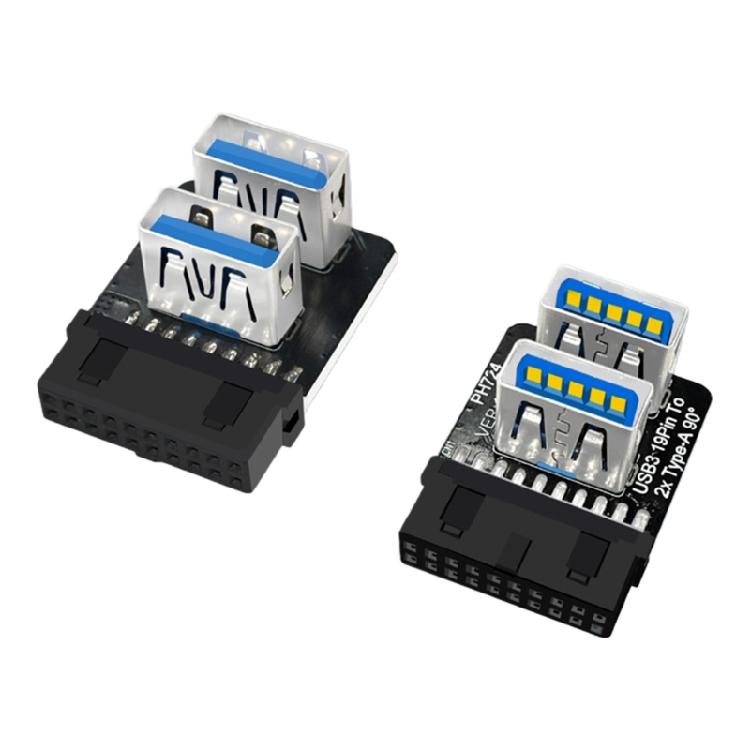 Motherboard USB Expansion Adapter Providing Two USB3.0 Type A Port Compatible 19 pin Connector for Various Layout