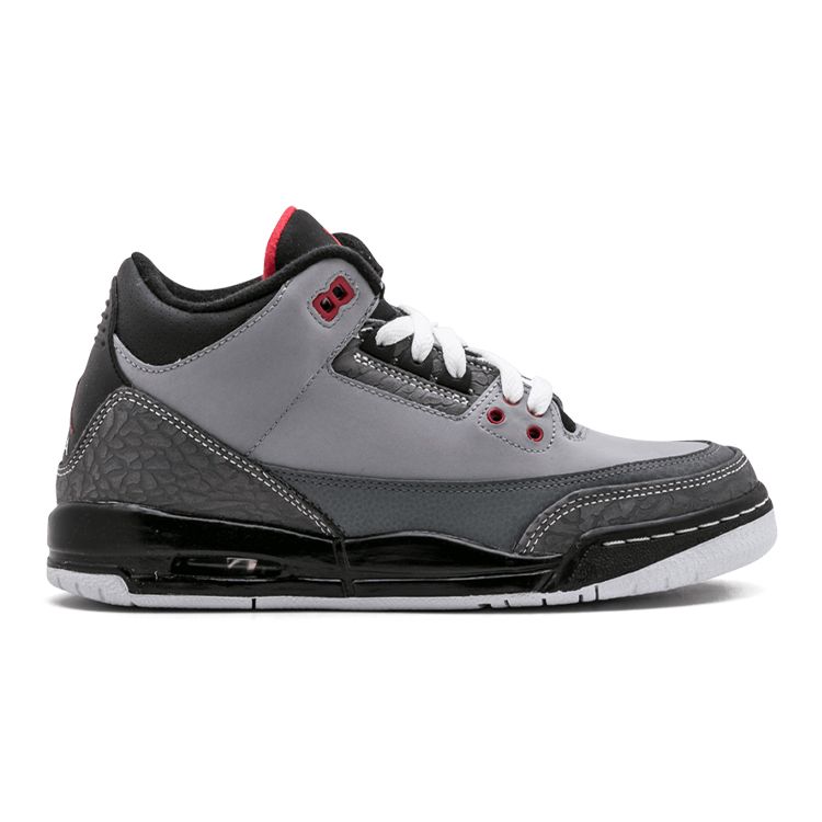 Air Jordan 3 Retro GS Stealth Kids Sneakers Grey Vrsty-Red-Lt-Grpht-Blk 398614-003