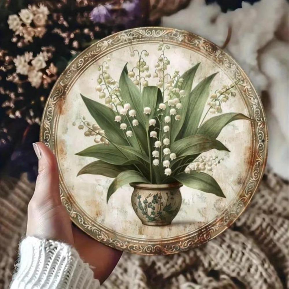 Maiglöckchen Metallblechschild Vintage Heim-Café Rustikale Wanddekoration