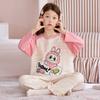 Girls Long Sleeve Cotton Pajama Set Cartoon Print Home Wear Ages 8 Soft Comfortable Sleepwear Fall