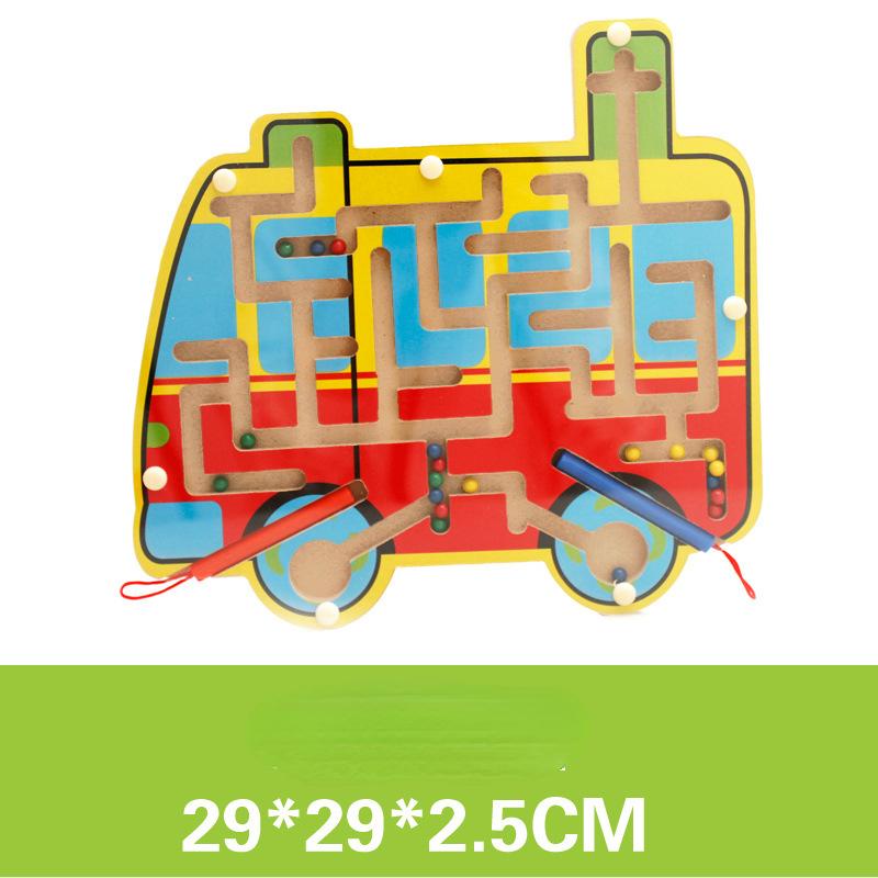Wooden Magnet Beads Labyrinth Magnetic Maze Puzzle Educational Board Game Interactive Labyrinth Toy for Children Toddlers