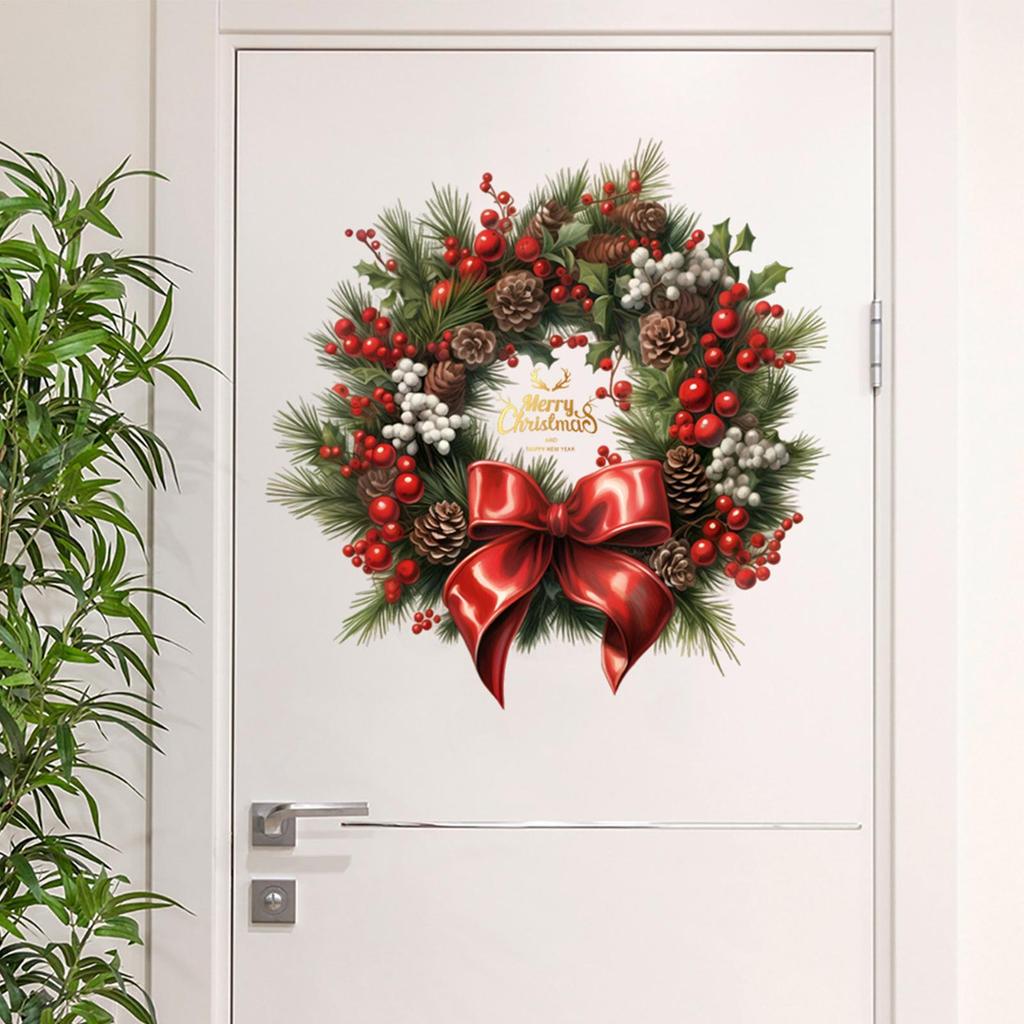 Christmas Wreath Decal Removable Garland Decal Party Decor Christmas Wreath Wall Clings For Winter Door Home Party Shop Bathroom