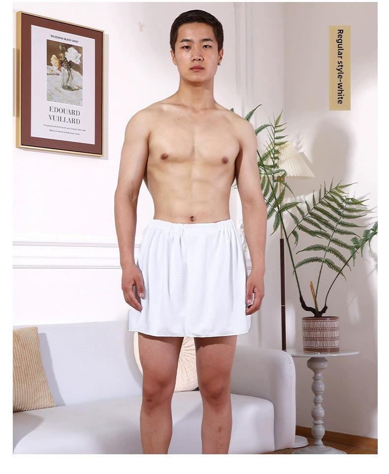 Men's Microfiber Quick-Dry Bath Skirt - Soft, Absorbent, Wearable Towel with Buckle