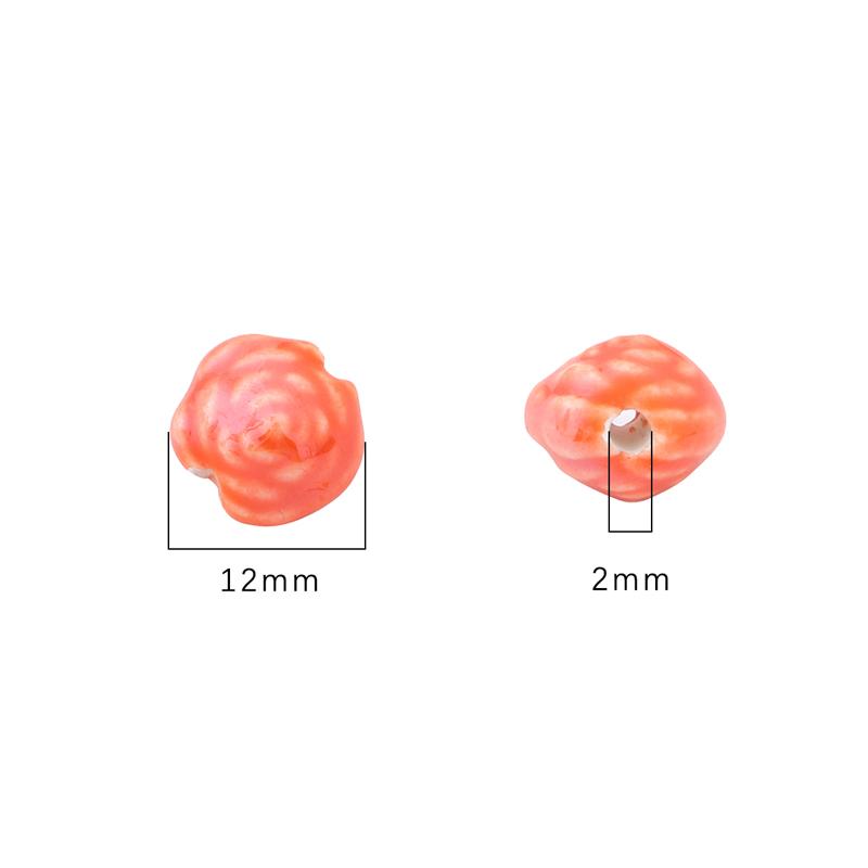 10 Stück/Beutel, 12 x 10 mm, handgefertigt, bunte Rosenblume, Keramik-Charm-Perlen, Porzellan-Abstandsperlen für Halskette, Armband, DIY-Schmuckherstellung