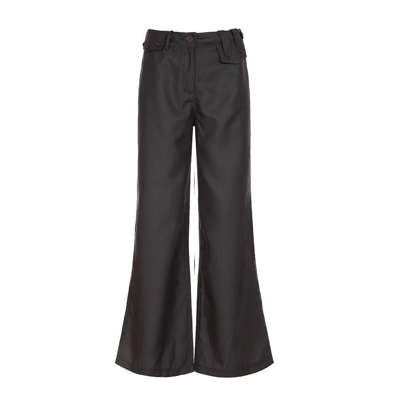 Y2K Damskie Spodnie Garniturowe w Paski Modne Wiosenne Codzienne High Street Vintage Obcisłe Rozszerzane Spodnie Biurowa Pani Podstawowe Stylizacje